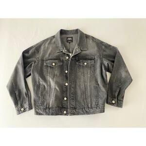 ZARA Men’s Crystal-Studded Denim Jacket